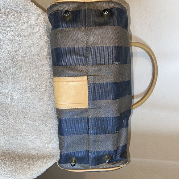 Vintage 80s Fendi Gorgeous Leather Stripe Handbag Purse - Picture 7 of 13